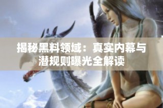 揭秘黑料领域：真实内幕与潜规则曝光全解读