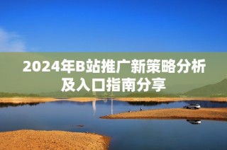 2024年B站推广新策略分析及入口指南分享