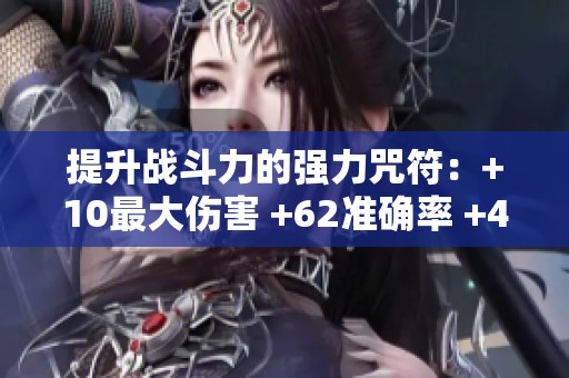 提升战斗力的强力咒符：+10最大伤害 +62准确率 +40生命解析