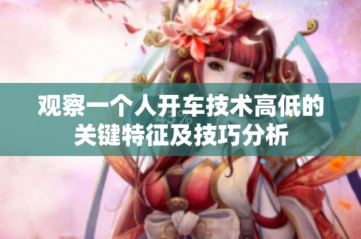 观察一个人开车技术高低的关键特征及技巧分析