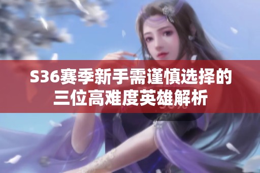 S36赛季新手需谨慎选择的三位高难度英雄解析