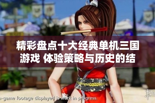 精彩盘点十大经典单机三国游戏 体验策略与历史的结合