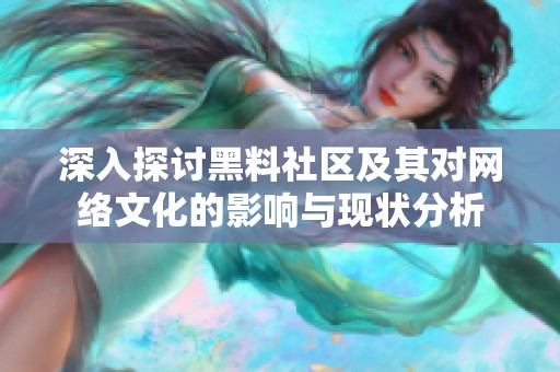 深入探讨黑料社区及其对网络文化的影响与现状分析