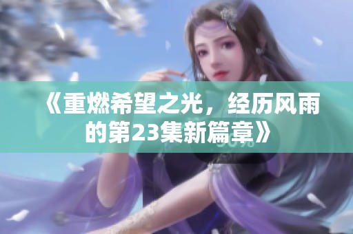 《重燃希望之光，经历风雨的第23集新篇章》