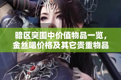 暗区突围中价值物品一览，金丝唱价格及其它贵重物品详解