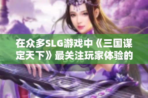 在众多SLG游戏中《三国谋定天下》最关注玩家体验的背后故事